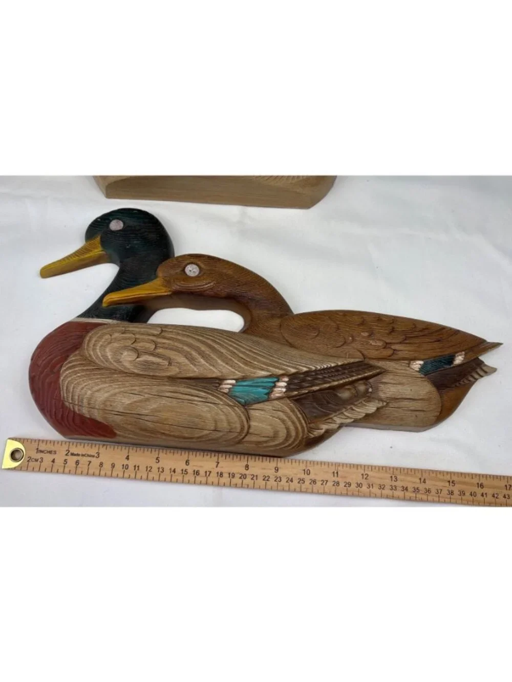 Burwood Resin Mallard Duck Wall Hanging Decor Pair Vtg